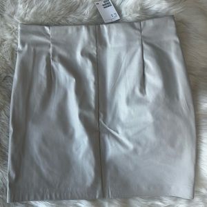 Cream Faux Leather Mini Skirt